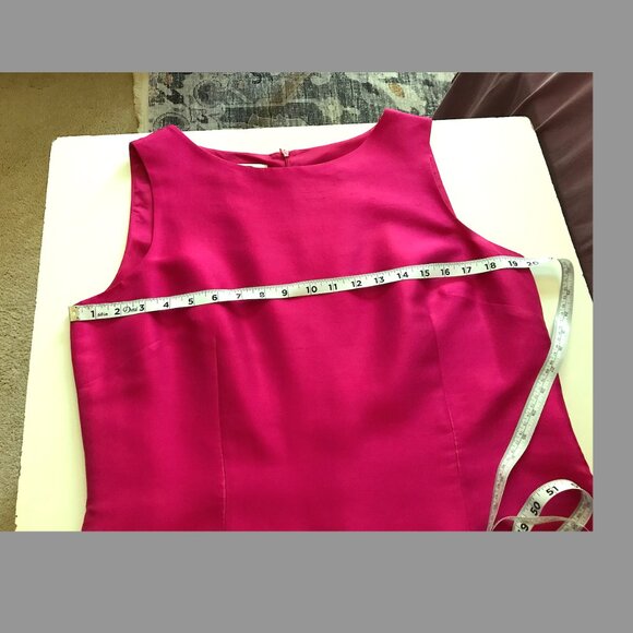 Talbots dress -  Fuschia silk  sleeveless dress + matching cardigan, size 14 - Picture 8 of 9
